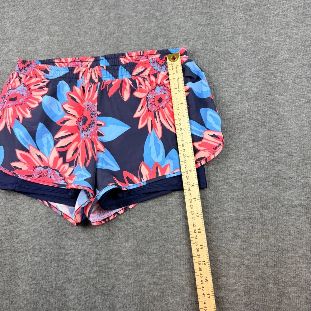 Aerie 2-in-1 Running Shorts Women's Small Navy Pink Sunflower Floral Chill Play‎